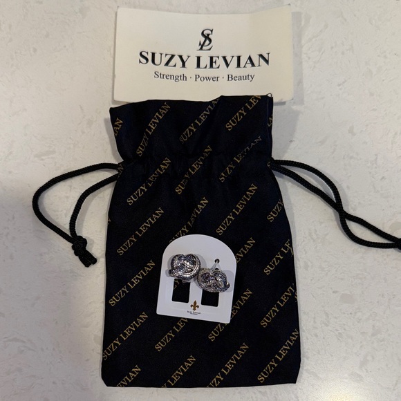 Suzy Levian Sapphire and Diamond in Sterling Silver &18K Gold Love Knot earrings